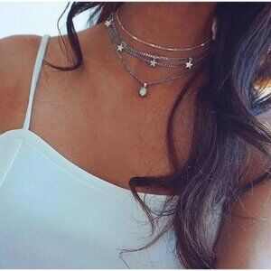 NWT 3 Pack Multilayer Boho Star Necklace